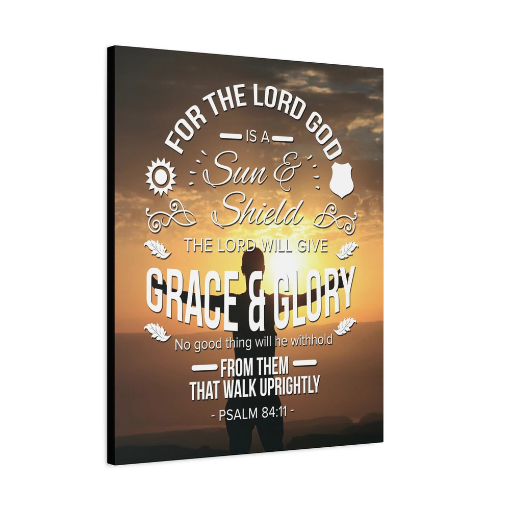 Scripture Canvas Grace And Glory Psalm 84:11 Christian Wall Art Ready to Hang